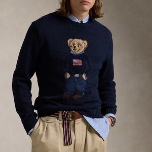 Navy Sweater with Bear Design